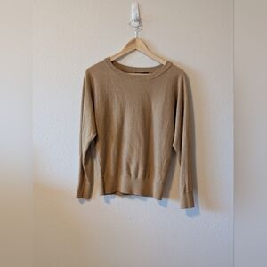 INC International Concepts Women's Tan Shimmer Crew Neck Sweater